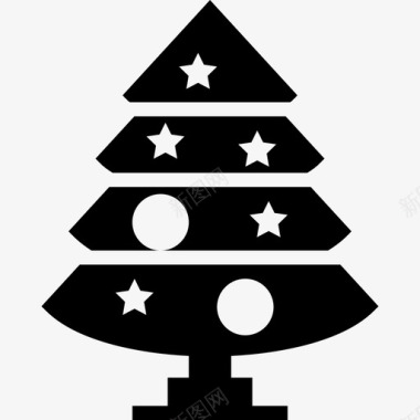 假日素材圣诞树假日元素集合填充图标图标