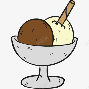 彩色冰淇淋夏日假期彩色图标图标
