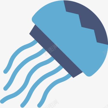 水母动物海洋生物扁平的颜色图标图标