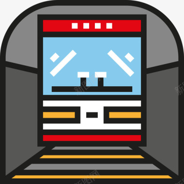 地铁标识牌地铁交通大包装线性颜色图标图标