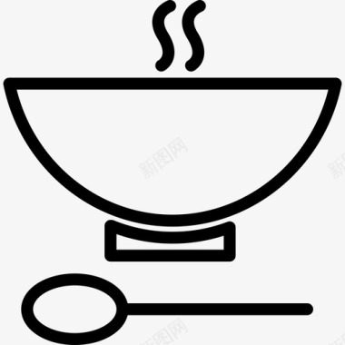 汤厨房元素线性图标图标