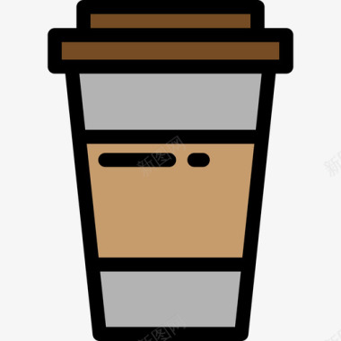 咖啡食品和餐厅超大包装颜色线性颜色图标图标