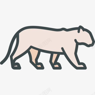 西伯利亚虎森林动物3种线形颜色图标图标