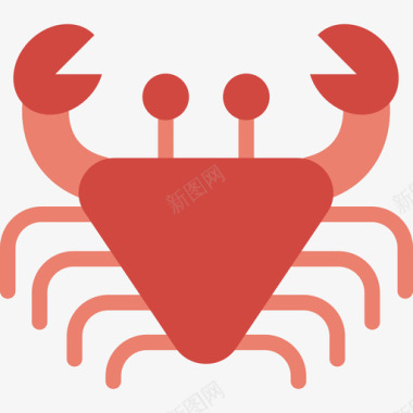 螃蟹食物海洋生物扁平的颜色图标图标