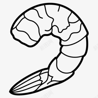 虾海鲜甲壳类动物虾图标图标