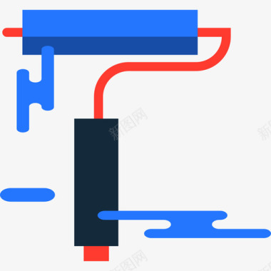 平面彩色图油漆辊彩色杂项图标平面图标