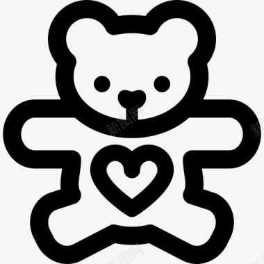 泰迪熊动物情人节线性元素图标图标