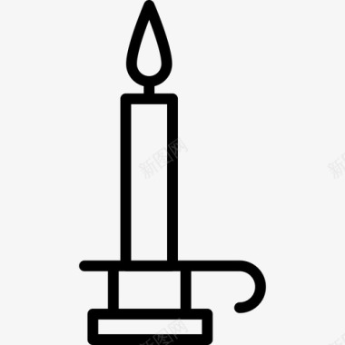 蜡烛节日和圣诞节元素线性图标图标