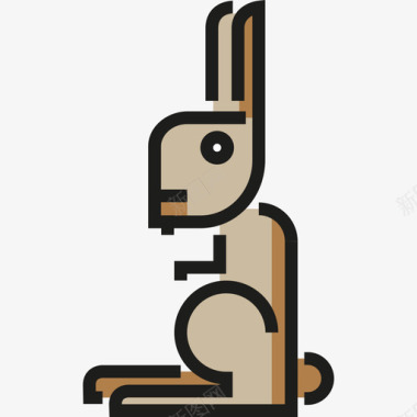 野兔动物2线性颜色图标图标