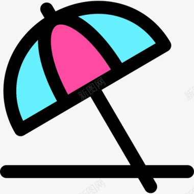 太阳伞夏季元素2线性颜色图标图标