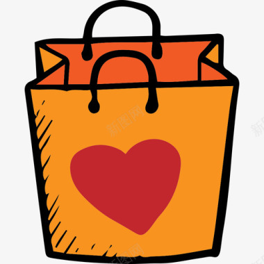 情人节的情书购物袋情人节套装颜色图标图标
