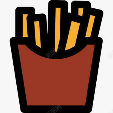 炸薯条彩色厨房用品原色图标图标