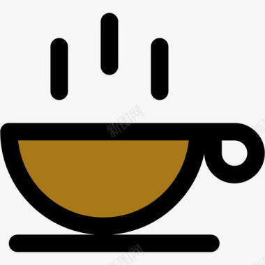咖啡杯彩色厨房用品线性颜色图标图标