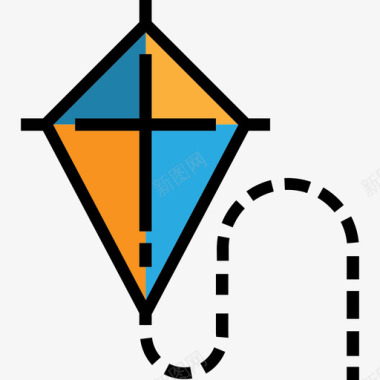 风筝夏天和旅行线颜色图标图标