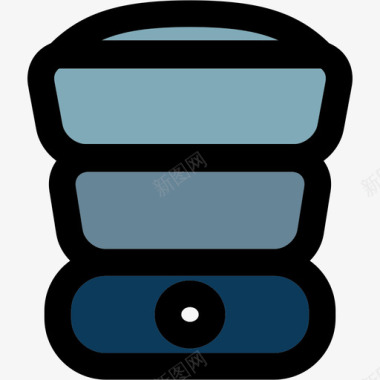 蒸笼彩色厨房用品线性颜色图标图标