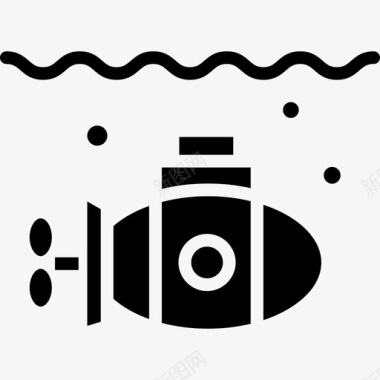 潜艇运输海洋生物填充图标图标