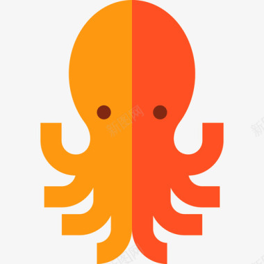 章鱼海洋生物扁平图标图标