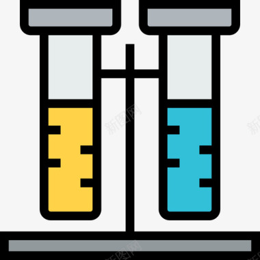 天翼标志试管科学3线性颜色图标图标