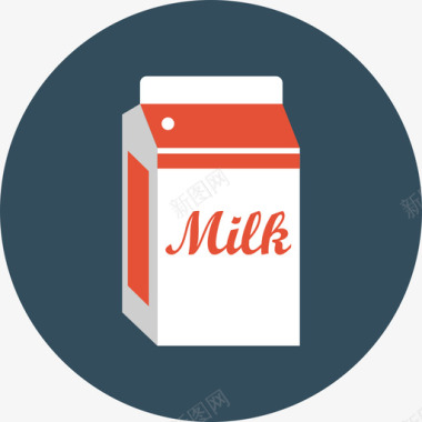 牛奶食品饮料扁圆形图标图标