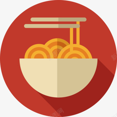 意大利面圆形彩色食品扁平图标图标