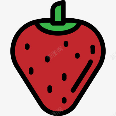 草莓色食品和餐厅大包装颜色线性颜色图标图标