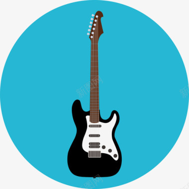 电吉他音乐娱乐圆形平面图标图标