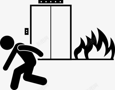 常用消防标识消防电梯逃生疏散图标图标