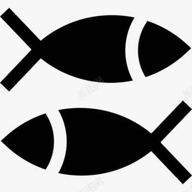 鱼固体食物和餐厅元素填充图标图标