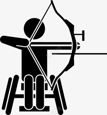 轮椅射箭弓箭体育图标图标