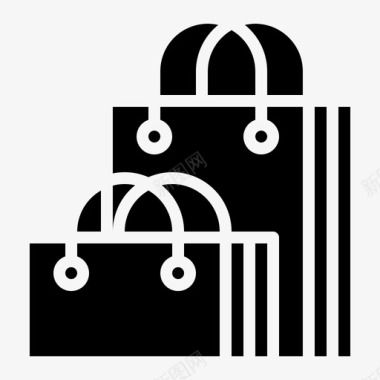购物袋手袋黑色电子商务图标图标