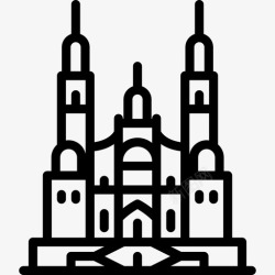 圣地亚哥大教堂圣地亚哥德孔波斯特拉大教堂西班牙传统元素线性图标高清图片