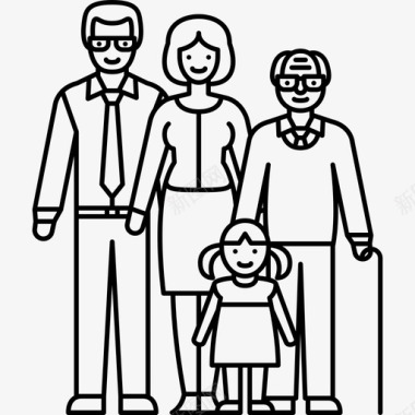 一对祖父和孩子人家庭都是直系亲属图标图标