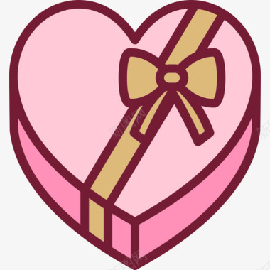 巧克力盒线性颜色情人节套装浅圆形图标图标