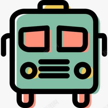 巴士彩色旅游和运输资产图标图标