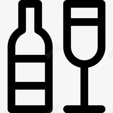 葡萄酒感恩节系列直系图标图标