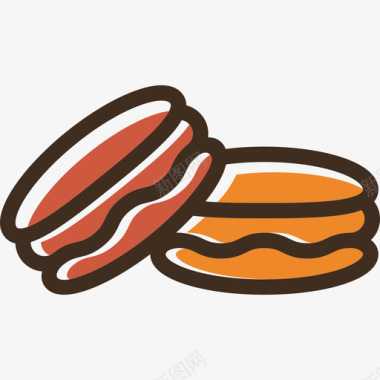 马卡龙食品线性颜色食品套装图标图标