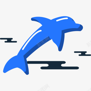 海豚彩色杂集图标平面图标