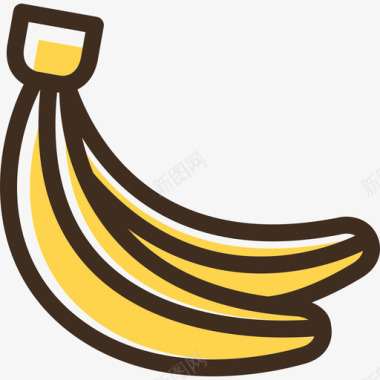 彩色彩绘香蕉食品线性彩色食品套装图标图标