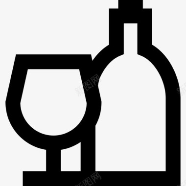 葡萄酒酒庄套装直系图标图标