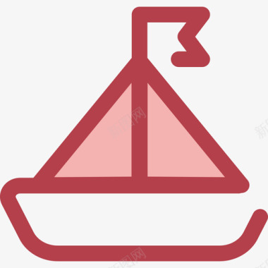 帆船运输8号红色图标图标