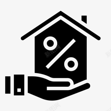 黑色房子抵押房子贷款图标图标