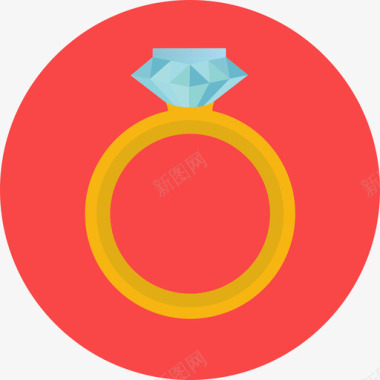订婚戒指情人节圆形平面图标图标