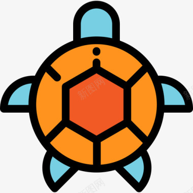 海龟海洋生物2线性颜色图标图标