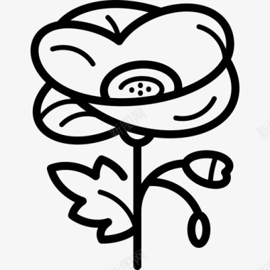 罂粟花细花线形图标图标