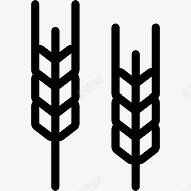 小麦秋季元素直线型图标图标