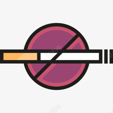 禁止吸烟酒店2直线颜色图标图标