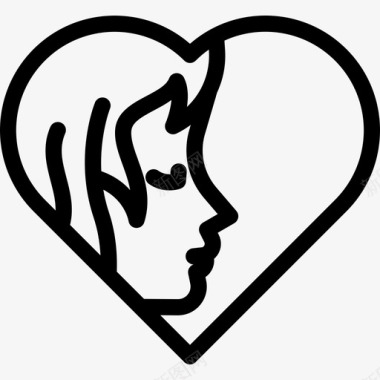 女人在一颗心上形影不离圣瓦伦丁节直线图标图标