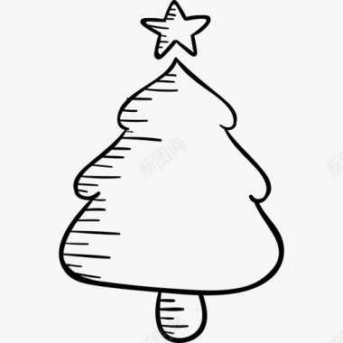 圣诞树圣诞手绘黑色图标图标