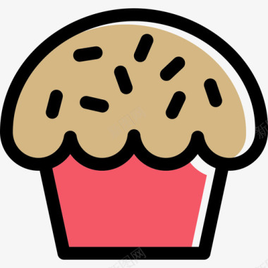纸杯蛋糕食物线性甜点和糖果元素图标图标
