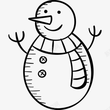 雪人圣诞手绘黑色图标图标